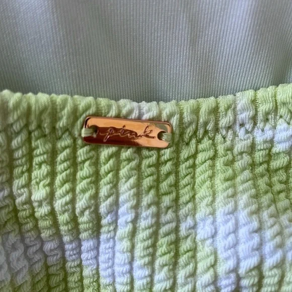 PINK Lime Green and White One-Piece Swimsuit - Picture 10 of 10